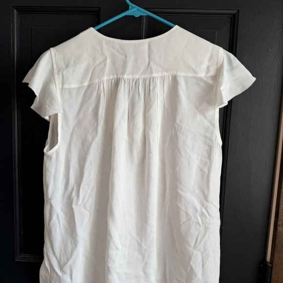 Brooks Brothers White Flutter Sleeve Hidden Button Shell Top Size Medium - Picture 10 of 11